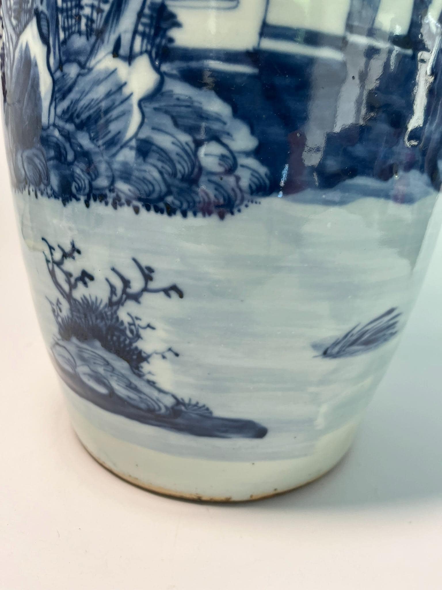 Large Chinese Blue and White Porcelain Vase | Landscape Scenic Floor Vase