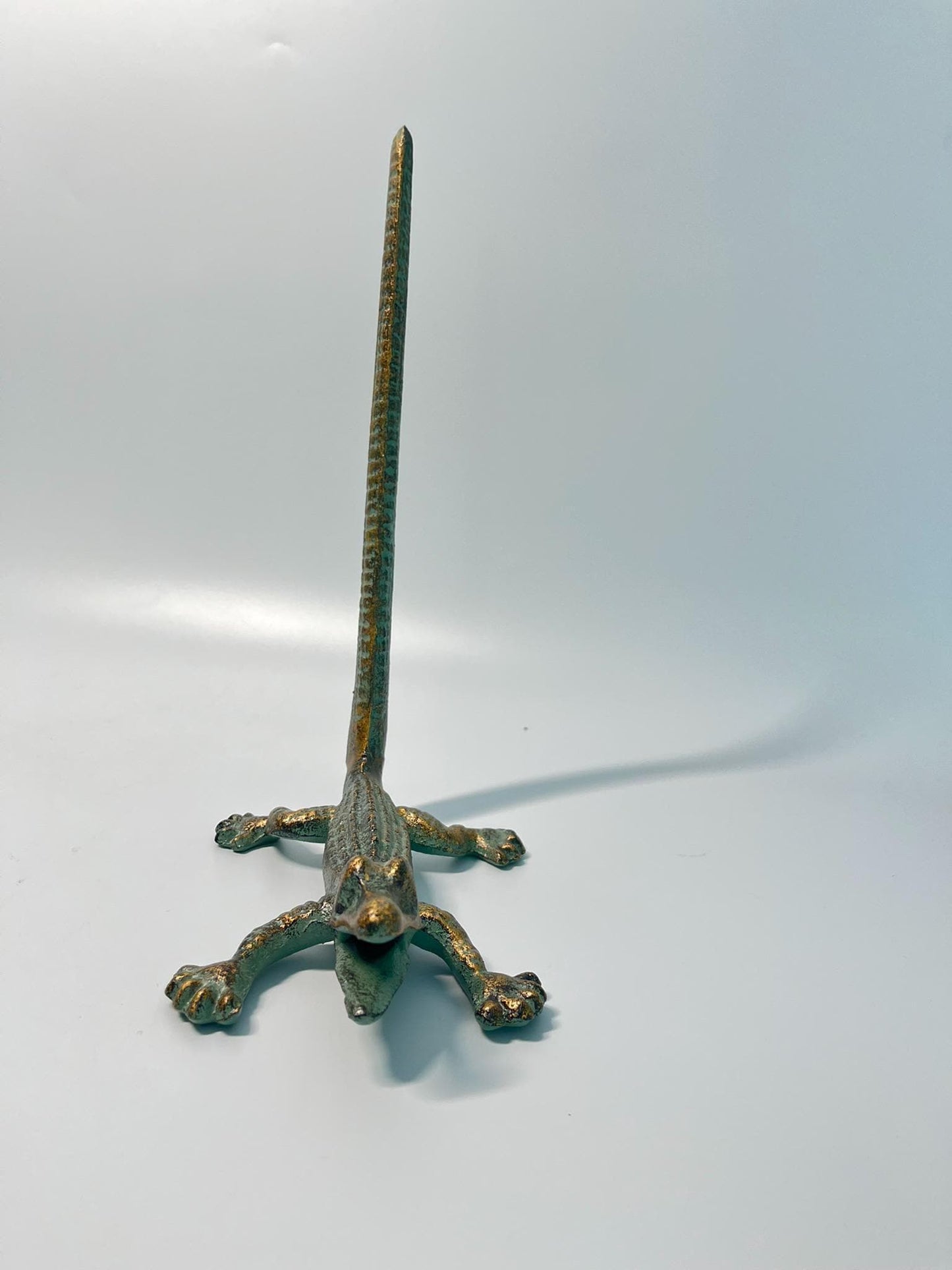 Vintage Verdigris & Gold Cast Metal Alligator