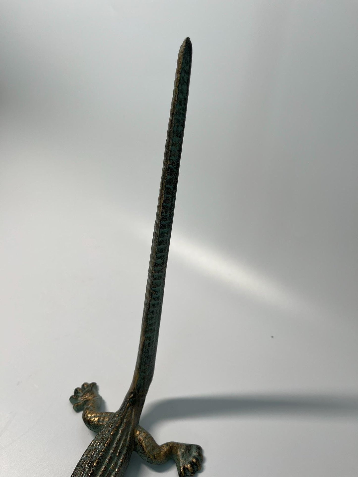 Vintage Verdigris & Gold Cast Metal Alligator