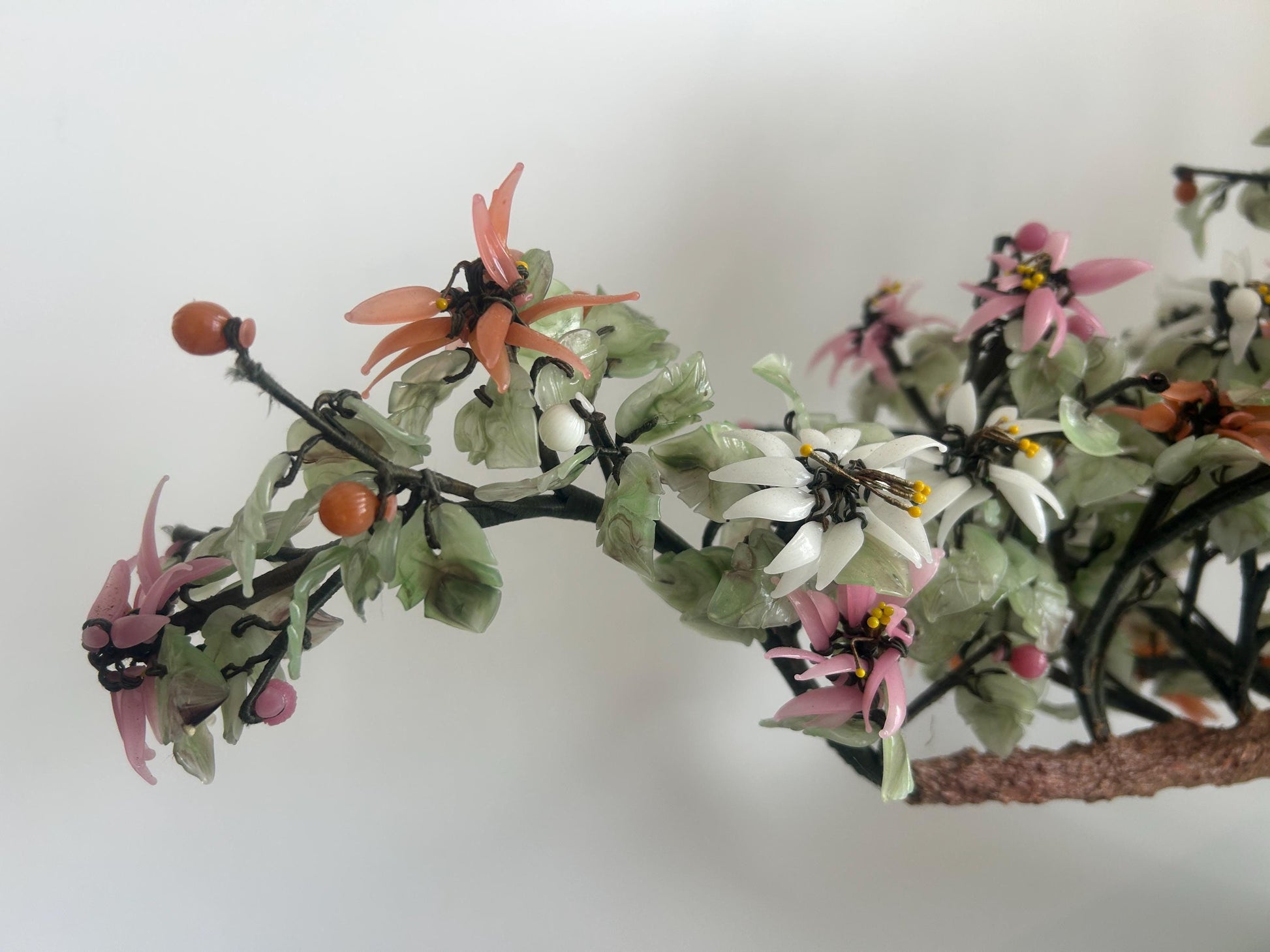 Vintage Chinese Hardstone Blossoming Tree in Celadon Planter