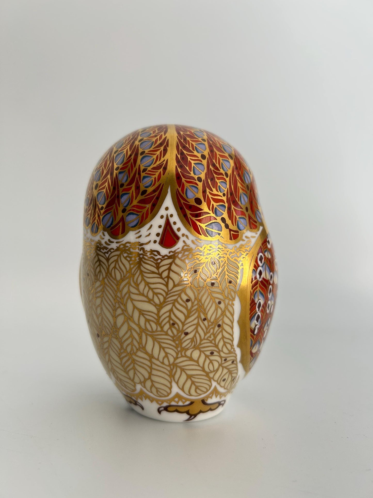 Royal Crown Derby Barn Owl Paperweight | John Ablitt Design, Imari Style Bone China Figurine