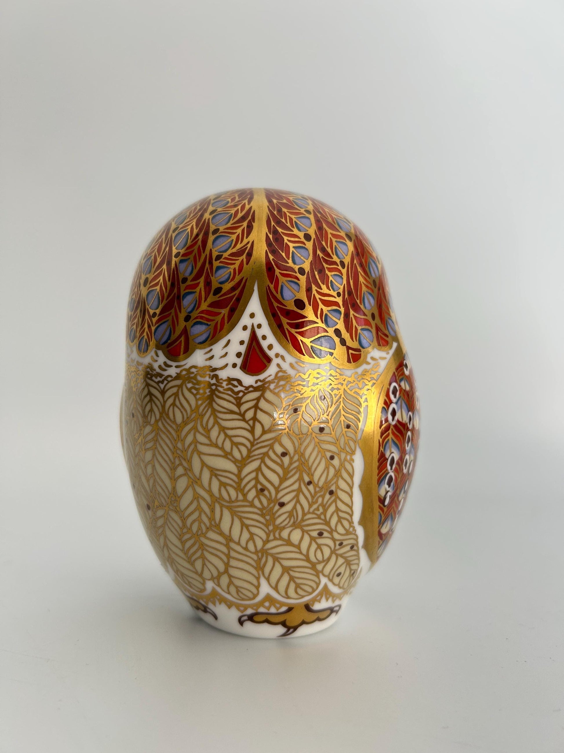 Royal Crown Derby Barn Owl Paperweight | John Ablitt Design, Imari Style Bone China Figurine