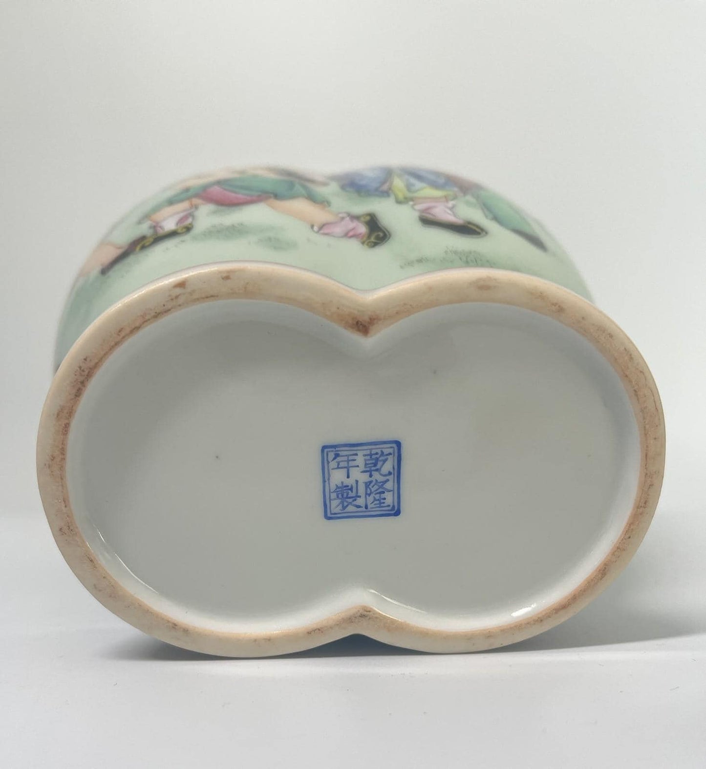 Chinese Porcelain Double Gourd Jar, Children Scene, Famille Rose Style, Qianlong Mark