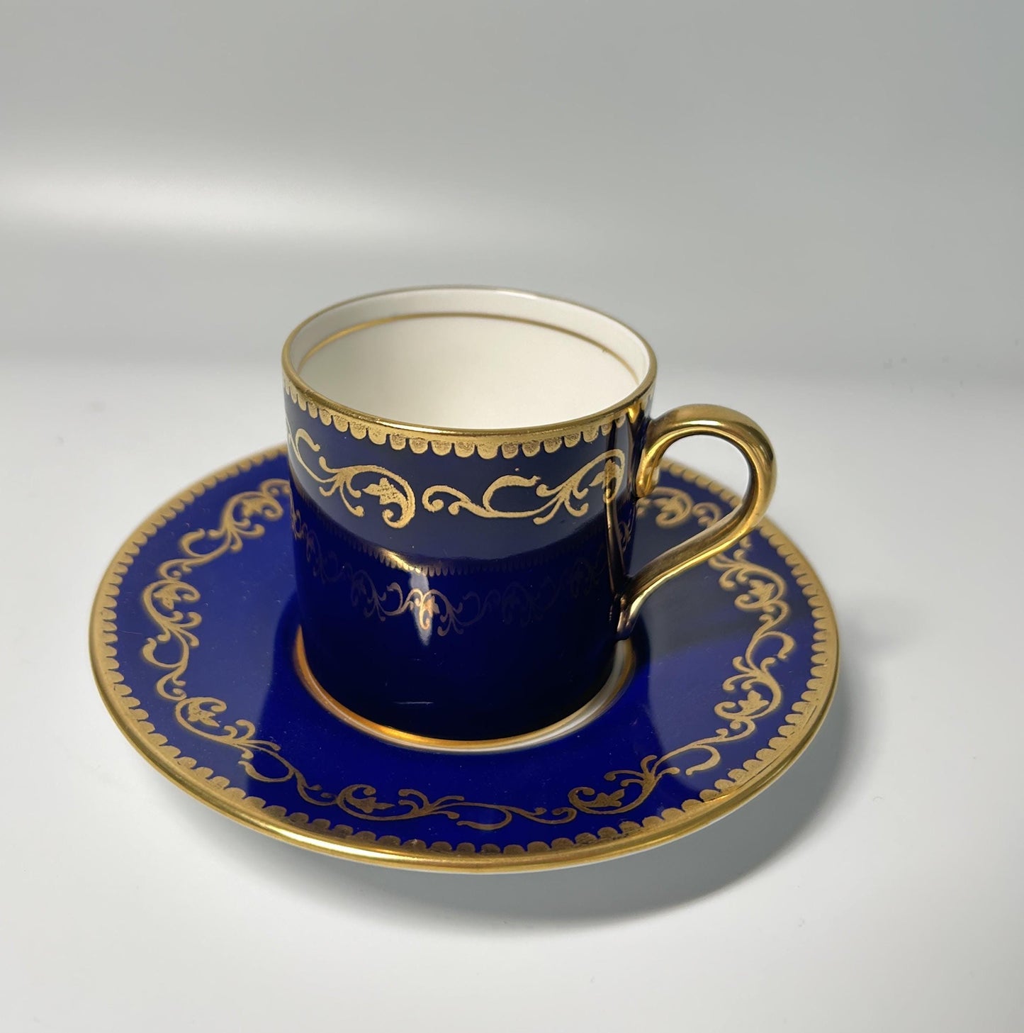 Vintage Cobalt Blue Gold Demitasse Cup Saucer | O.P. Co. Syracuse China Porcelain