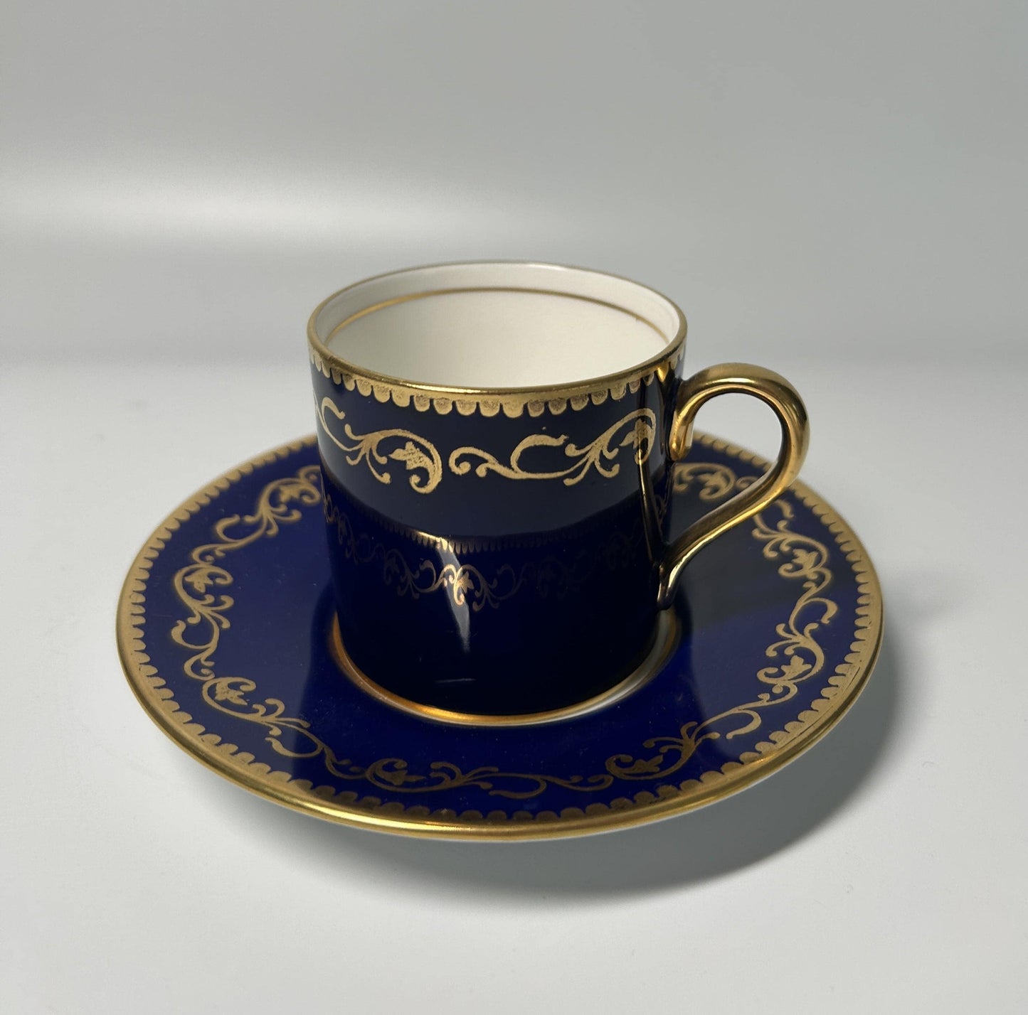 Vintage Cobalt Blue Gold Demitasse Cup Saucer | O.P. Co. Syracuse China Porcelain