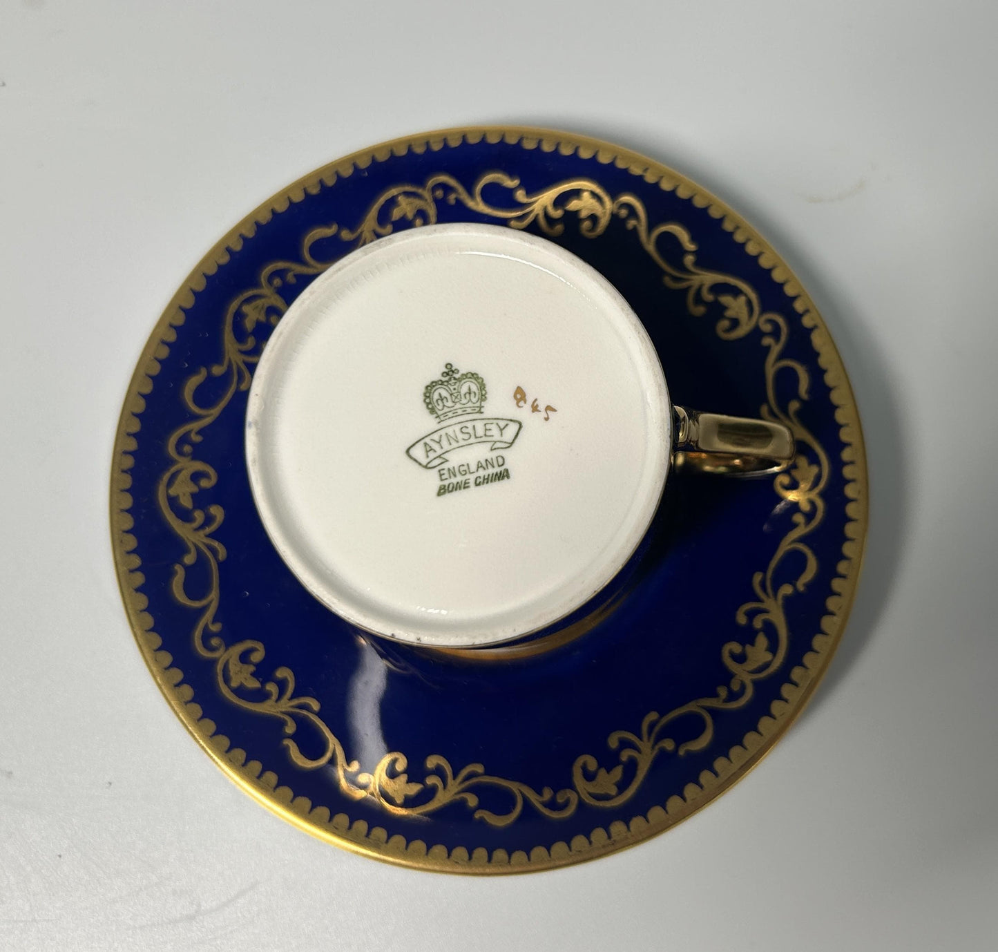 Vintage Cobalt Blue Gold Demitasse Cup Saucer | O.P. Co. Syracuse China Porcelain
