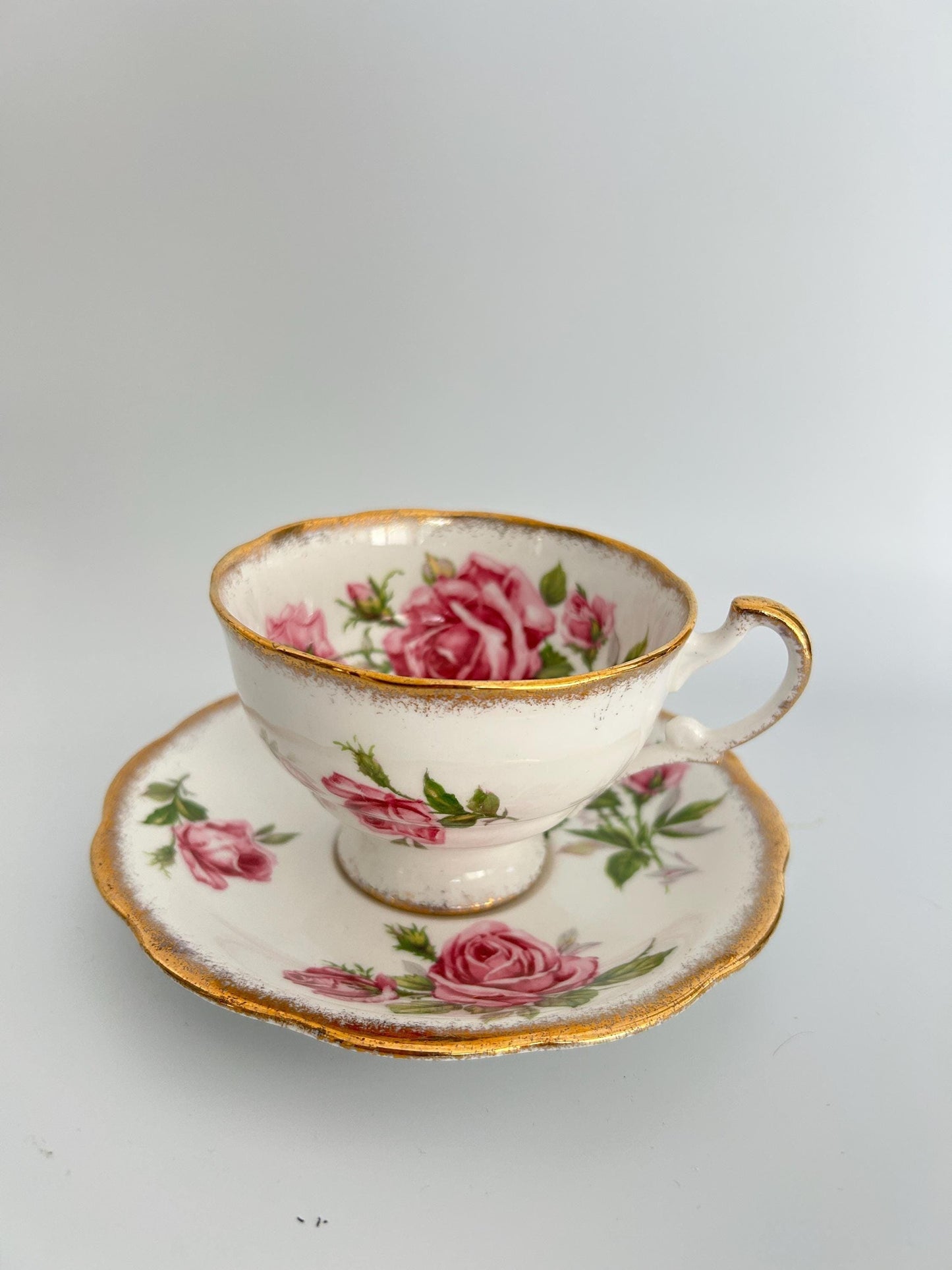 Royal Standard Orleans Rose Teacup Saucer Set – English Floral Fine Bone China
