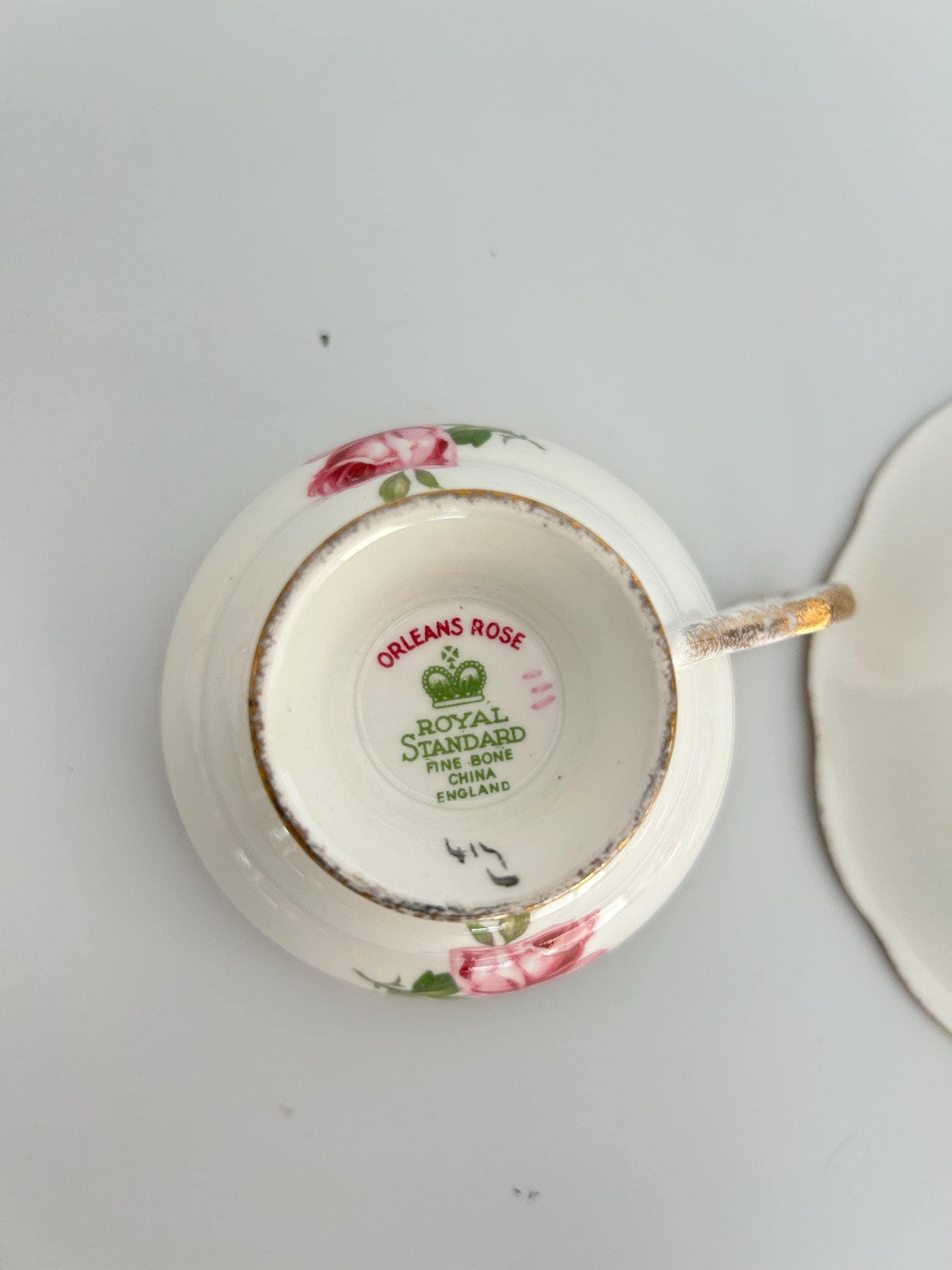 Royal Standard Orleans Rose Teacup Saucer Set – English Floral Fine Bone China